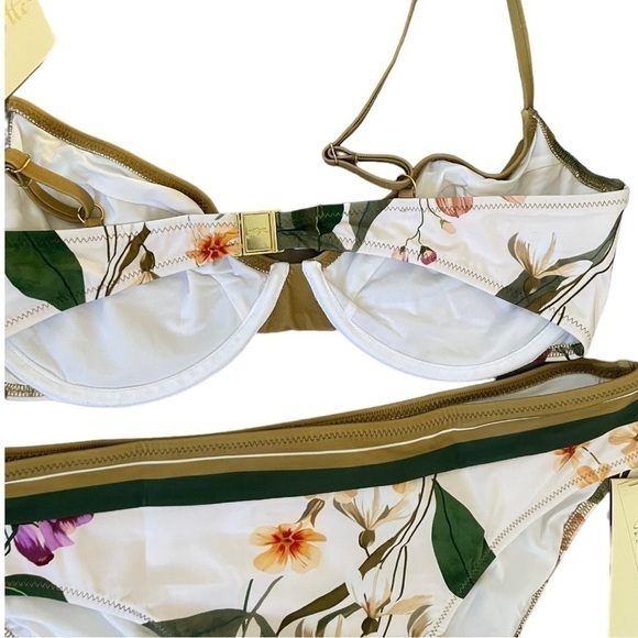 New! Gottex Floral Print Contrast Trim Underwire Bikini - TOP - Picture 5 of 9